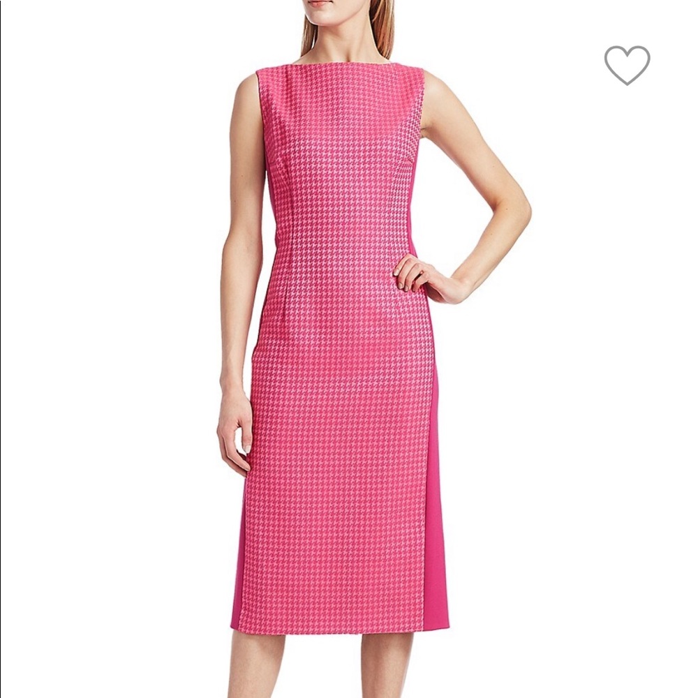 ESCADA 2021 Sheath Dress, Pink Houndstooth